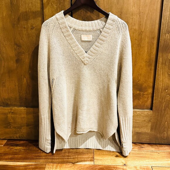 NWOT ZADIG & VOLTAIRE "I SHOULD HAVE BEEN A COWBOY" BEIGE WOOL SWEATER MEDIUM - Picture 2 of 8